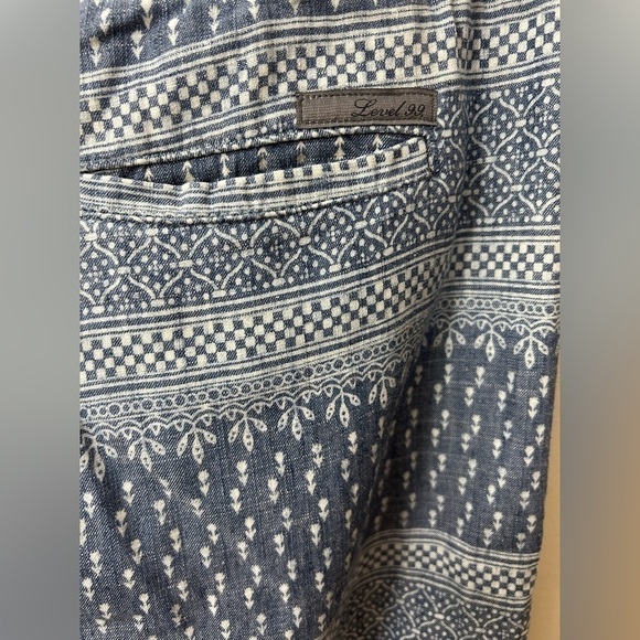 Level 99 Womens Linen Blend Mid Rise Pull On Chambray Printed Joggers Size M - Picture 10 of 14